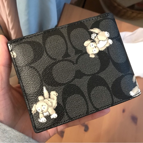 🐶 ❤️ Coach 3 In 1 Wallet In Signature Canvas With Happy Dog Print - Picture 8 of 10